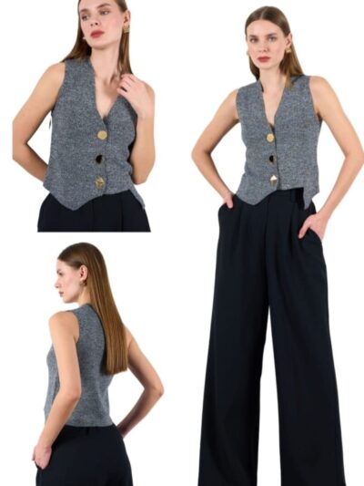 וסט עם כפתורים בצבע זהב